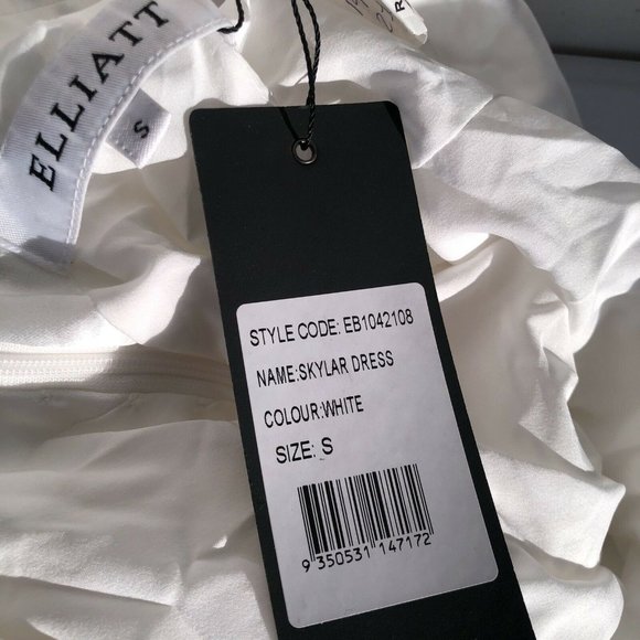 ELLIATT Skylar Dress White Satin Long Open Back Bride Wedding S NWT $220 - Picture 5 of 5